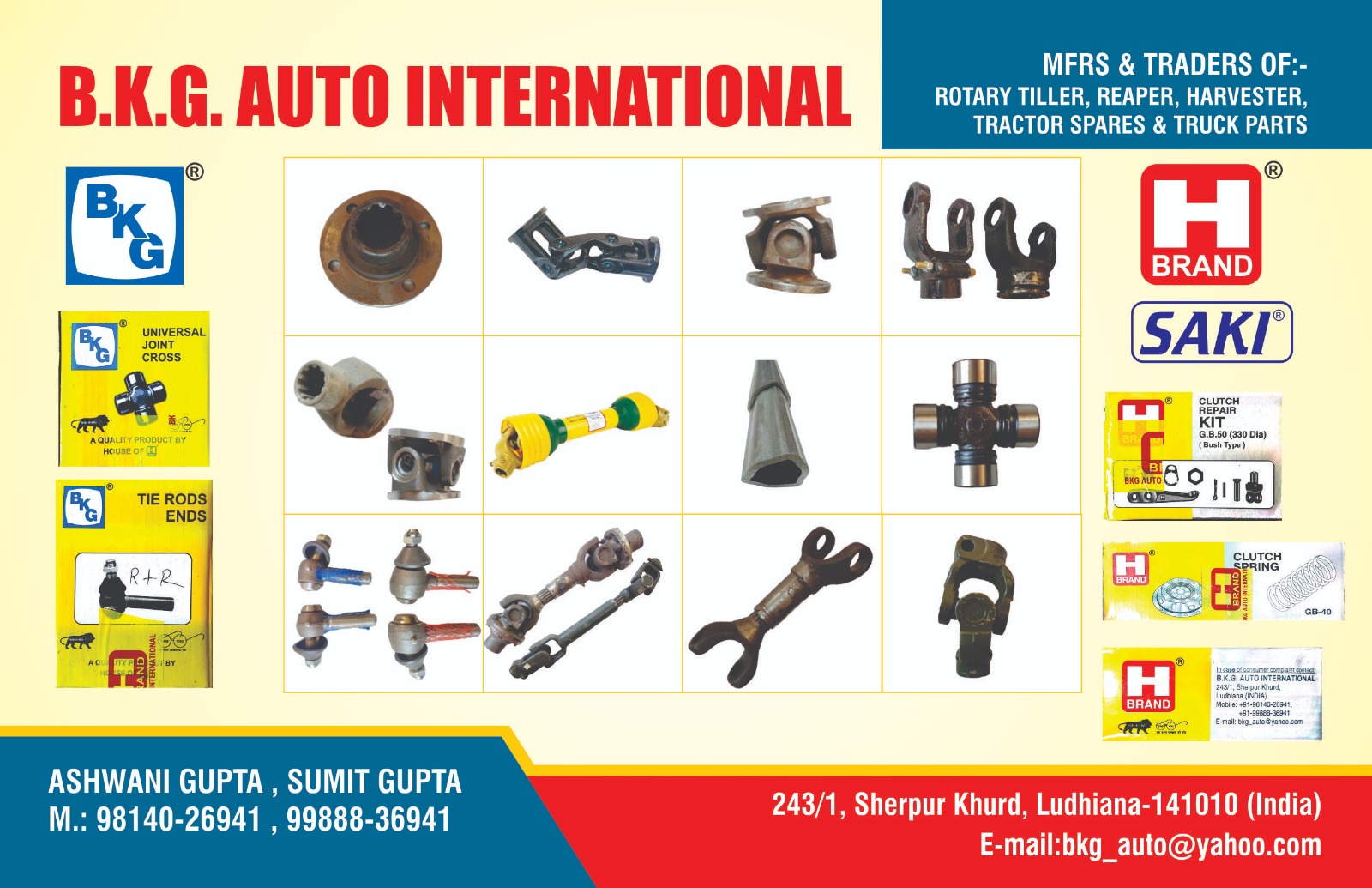 BKG Auto International leading manufacturers Harvester Combine parts, Straw Reaper parts, Thresher parts & Rotary Tillers spare parts Ludhiana Punjab